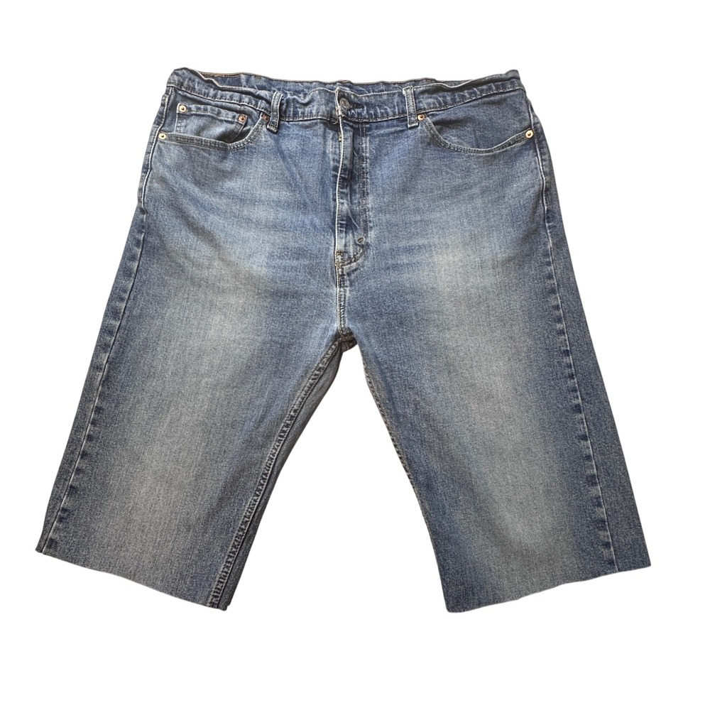 Levi's 505 Denim‎ Shorts Mens 40 Blue Regular Fit Cut Off Distressed Jorts Y2K